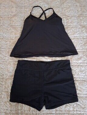 Anne Cole Black Tankini Top and Swim Shorts